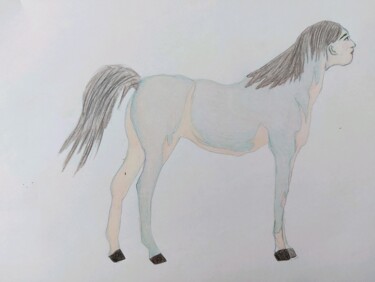 Dessin intitulée "autoportrait en cen…" par Sharon Alfassi, Œuvre d'art originale, Crayon