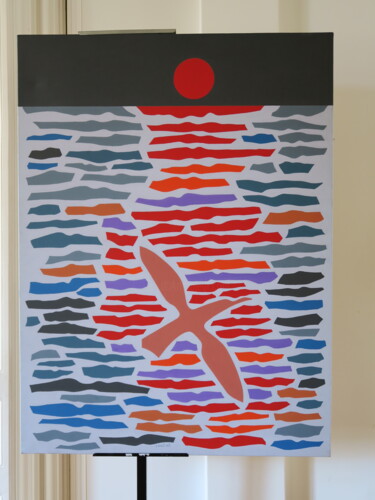 Schilderij getiteld "Couché de soleil" door Jean  Coulot, Origineel Kunstwerk, Acryl