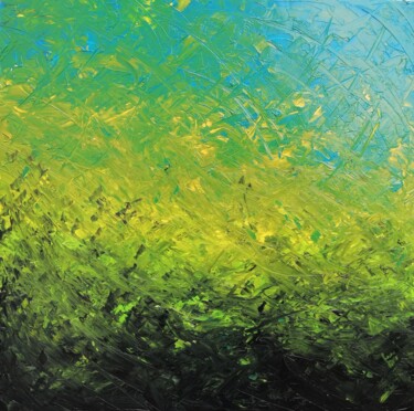 Peinture intitulée "HERBES FOLLES Verte…" par Thime, Œuvre d'art originale, Huile