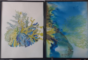 Peinture intitulée "FONDS MARIN" par Garonne Garonne, Œuvre d'art originale, Aquarelle