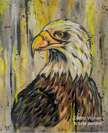 绘画 标题为“Peinture aigle roya…” 由Cédric Vignon, 原创艺术品, 丙烯 安装在木质担架架上