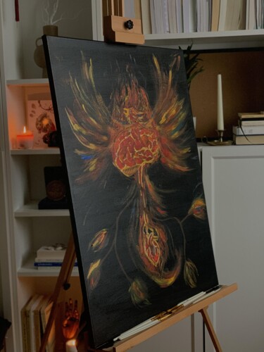Schilderij getiteld "Renaître " door Belkis Rabie, Origineel Kunstwerk, Acryl