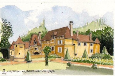 Peinture intitulée "Chateau. de Boucque…" par Philippe Brunet, Œuvre d'art originale, Aquarelle