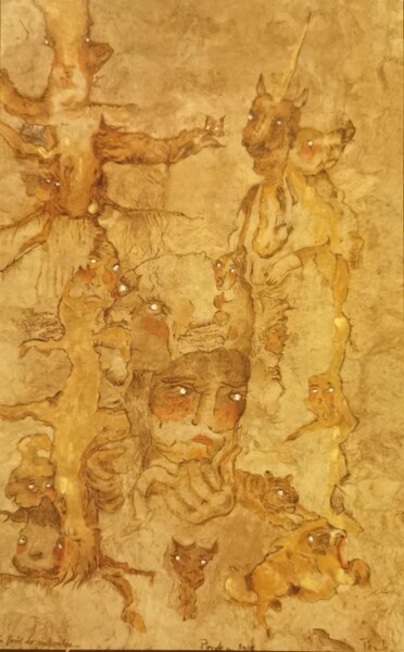 Painting titled "La forêt désenchant…" by H Pordea, Original Artwork, Oil