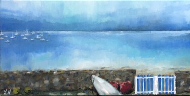 Peinture intitulée "Orage d'Eté sur la…" par Laurène Hillion, Œuvre d'art originale, Huile