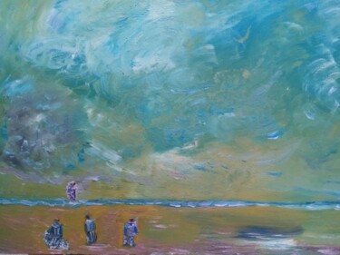 Painting titled "cieldemarie" by Marie, Original Artwork, Wood