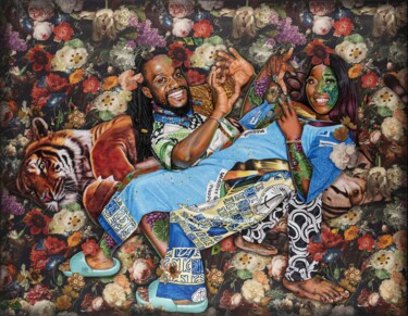 Painting titled "Toza wana pona bino…" by Jp Mika, Original Artwork, Acrylic