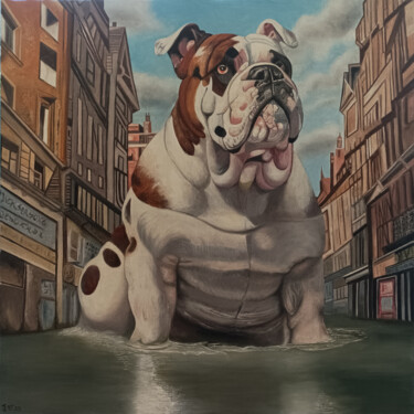 Painting titled "Le Baigneur" by Joelle Vincent, Original Artwork, Oil