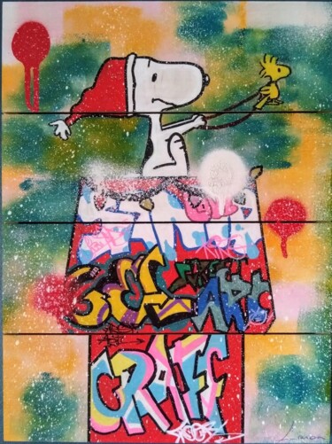 绘画 标题为“Christmas Snoopy” 由Caronart, 原创艺术品, 丙烯