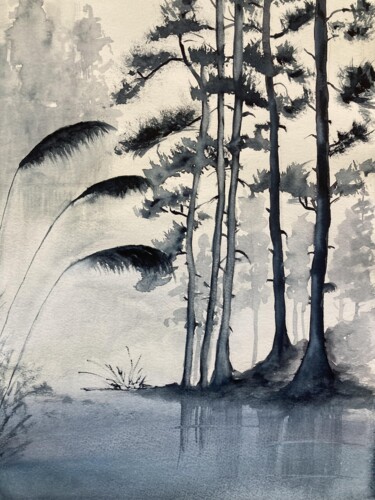 Painting titled "Douceur" by Mireille Bridier, Original Artwork, Watercolor