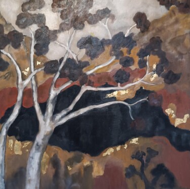 Painting titled "Éloge de l'arbre" by Annie Monnerie Goarin, Original Artwork, Metals