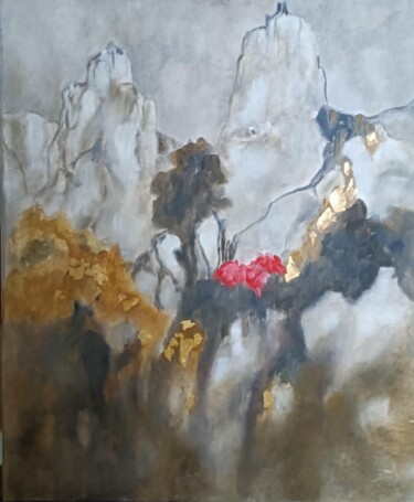 Painting titled "Fusion" by Annie Monnerie Goarin, Original Artwork, Metals