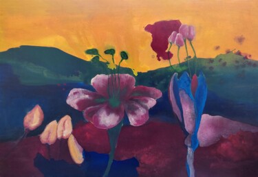 Peinture intitulée "Paysage Jaune" par Delphine Epron, Œuvre d'art originale, Acrylique
