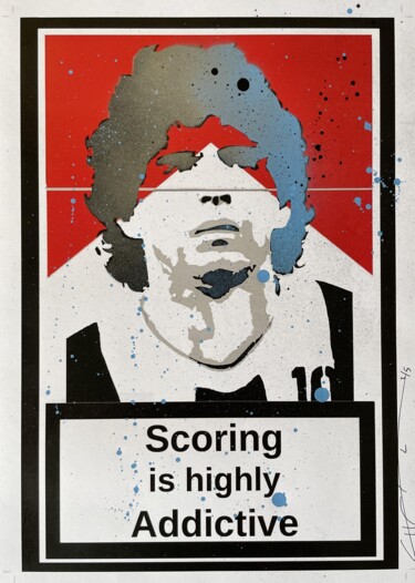Drawing titled "SCORING MARADONA 2/…" by Johan  Chaaz, Original Artwork, Spray paint