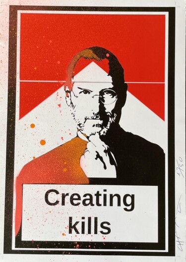 Drawing titled "CREATING KILLS STEV…" by Johan  Chaaz, Original Artwork, Spray paint