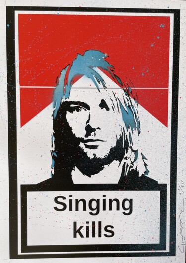 Drawing titled "SINGING KILLS KURT…" by Johan  Chaaz, Original Artwork, Spray paint