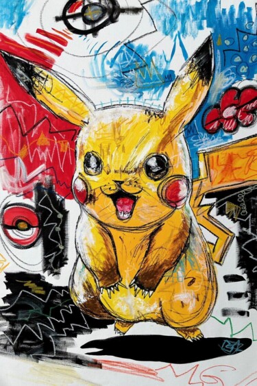 Peinture intitulée "PIKACHU" par Zoulliart, Œuvre d'art originale, Acrylique