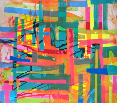 Collages intitulée "Oasis" par Hongfeng Guo, Œuvre d'art originale, Acrylique