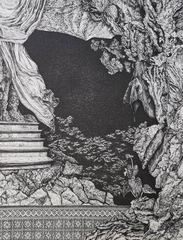 Drawing titled "Insomnie" by Elsa Broustet, Original Artwork, Ink