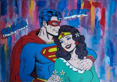 Collages getiteld "Superlove" door Axelle Biltgen, Origineel Kunstwerk, Acryl