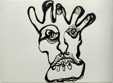 Tekening getiteld "La main folle du ps…" door Valerie Nicolas, Origineel Kunstwerk, Inkt