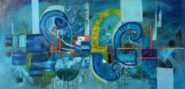 Painting titled "Algorithmique" by Véronique Denis, Original Artwork, Acrylic Mounted on Wood Stretcher frame
