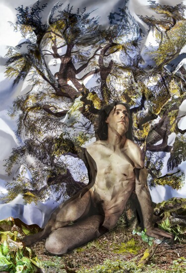 제목이 "Un Faune"인 섬유 예술 Claudia Vialaret로, 원작, 디지털 인쇄