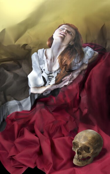 Madeleine en extase série Caravagesques Εκτυπώσεις & Χαρακτικά με τίτλο "Madeleine en extase…" από Claudia Vialaret, Αυθεντικά έργα τέχνης, Ψηφιακή εκτύπωση
