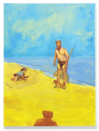 Painting titled "Une journée à la pl…" by Caroline Delétoille, Original Artwork, Oil Mounted on Wood Stretcher frame