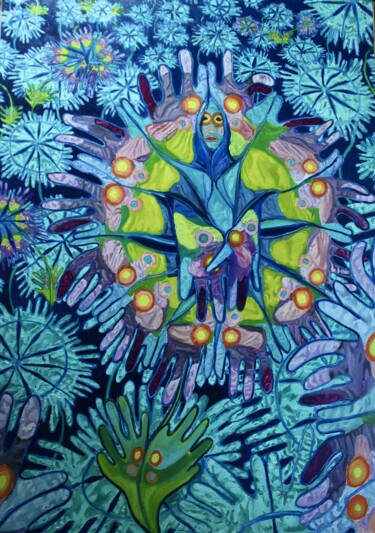Peinture intitulée "Papillons en fleurs" par Alice Goudon, Œuvre d'art originale, Tissu
