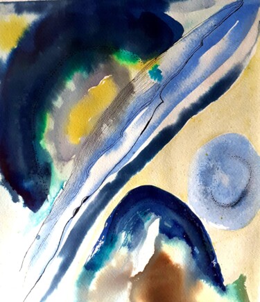 Peinture intitulée "abstract yellow" par Garonne Garonne, Œuvre d'art originale, Encre