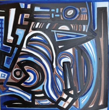 Painting titled "Dark Blue" by Christian Vernier, Original Artwork, Fabric