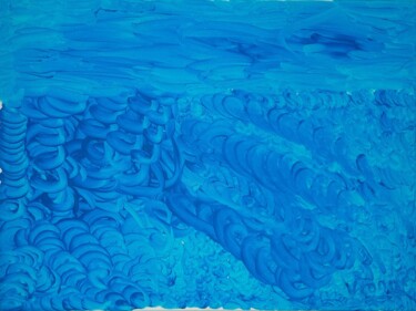 제목이 "Mer bleue, ciel ble…"인 미술작품 Vionne로, 원작, 아크릴 나무 들것 프레임에 장착됨