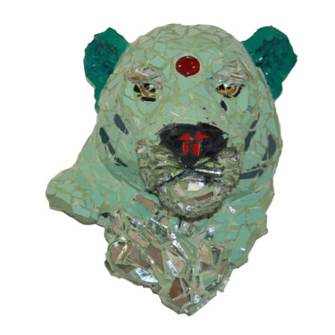 제목이 "“Green Bagheera”"인 조형물 Trm (Thomas Rouan Mosaïste)로, 원작, 에나멜