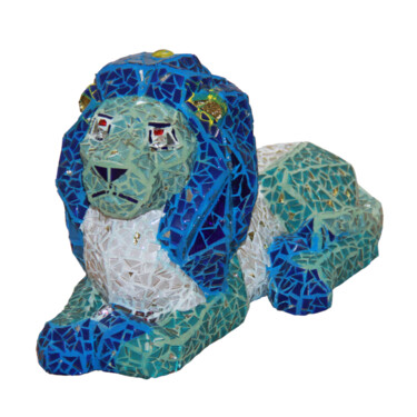 Escultura intitulada "“Conquering lion”" por Trm (Thomas Rouan Mosaïste), Obras de arte originais, Tinta de esmalte