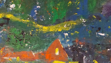 Schilderij getiteld "Atmosphère  fluo" door Eve Paradowski, Origineel Kunstwerk, Acryl Gemonteerd op Frame voor houten branc…