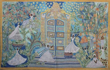 Painting titled "Portão - la grande…" by Madeleine Colaço, Original Artwork, Textile fiber
