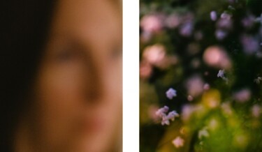 Fotografia intitolato "Vision visage/fleurs" da Julia Genet, Opera d'arte originale, fotografia a pellicola