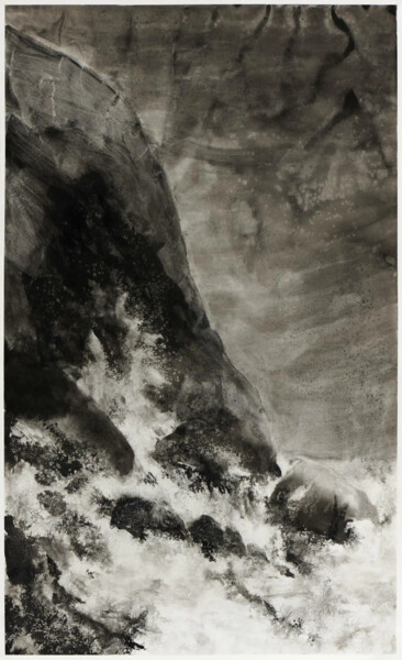 Drawing titled "Falaises, ressac #1…" by Yann Bagot, Original Artwork, Ink