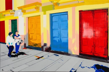 Pittura intitolato "Portes à Porto" da Jean Philoctete, Opera d'arte originale, Acrilico