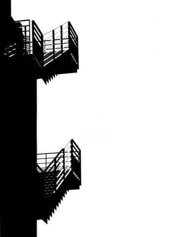 Printmaking titled ""Stairs 690"" by Harold Vernhes (HA-VE), Original Artwork, Digital Print