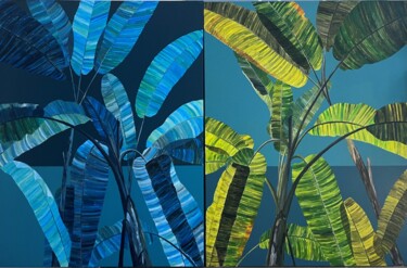 Schilderij getiteld "musa-paradisia-bleu…" door Olivier Morel Pellen, Origineel Kunstwerk, Acryl