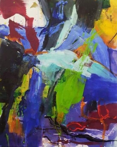 「Récréation  verte」というタイトルの絵画 Muriel Massinによって, オリジナルのアートワーク, アクリル