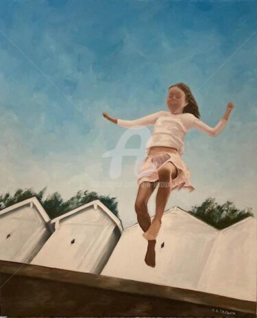 Painting titled "Alma" by A.N.Leroux, Original Artwork, Fabric