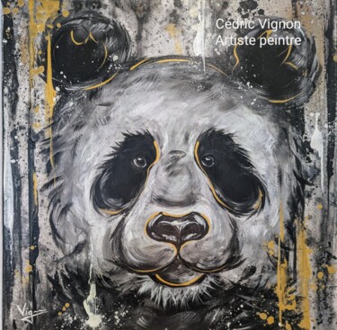 绘画 标题为“Peinture panda  ani…” 由Cédric Vignon, 原创艺术品, 丙烯 安装在木质担架架上