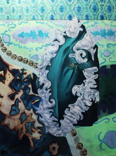 Painting titled "Motif baroque" by Alice Goudon, Original Artwork, Fabric