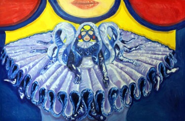 Schilderij getiteld "Fraise à douze mains" door Alice Goudon, Origineel Kunstwerk, Stof