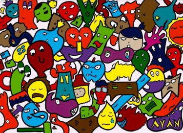 Pintura intitulada "Humeurs" por Ayan, Obras de arte originais, Tecido