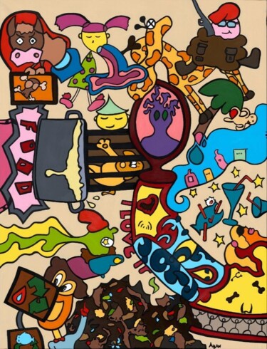 Painting titled "Dénonciations" by Ayan, Original Artwork, Fabric