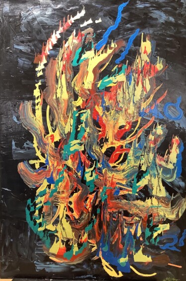 Painting titled "Diablotin acrylique…" by Christian.Grisoni, Original Artwork, Acrylic